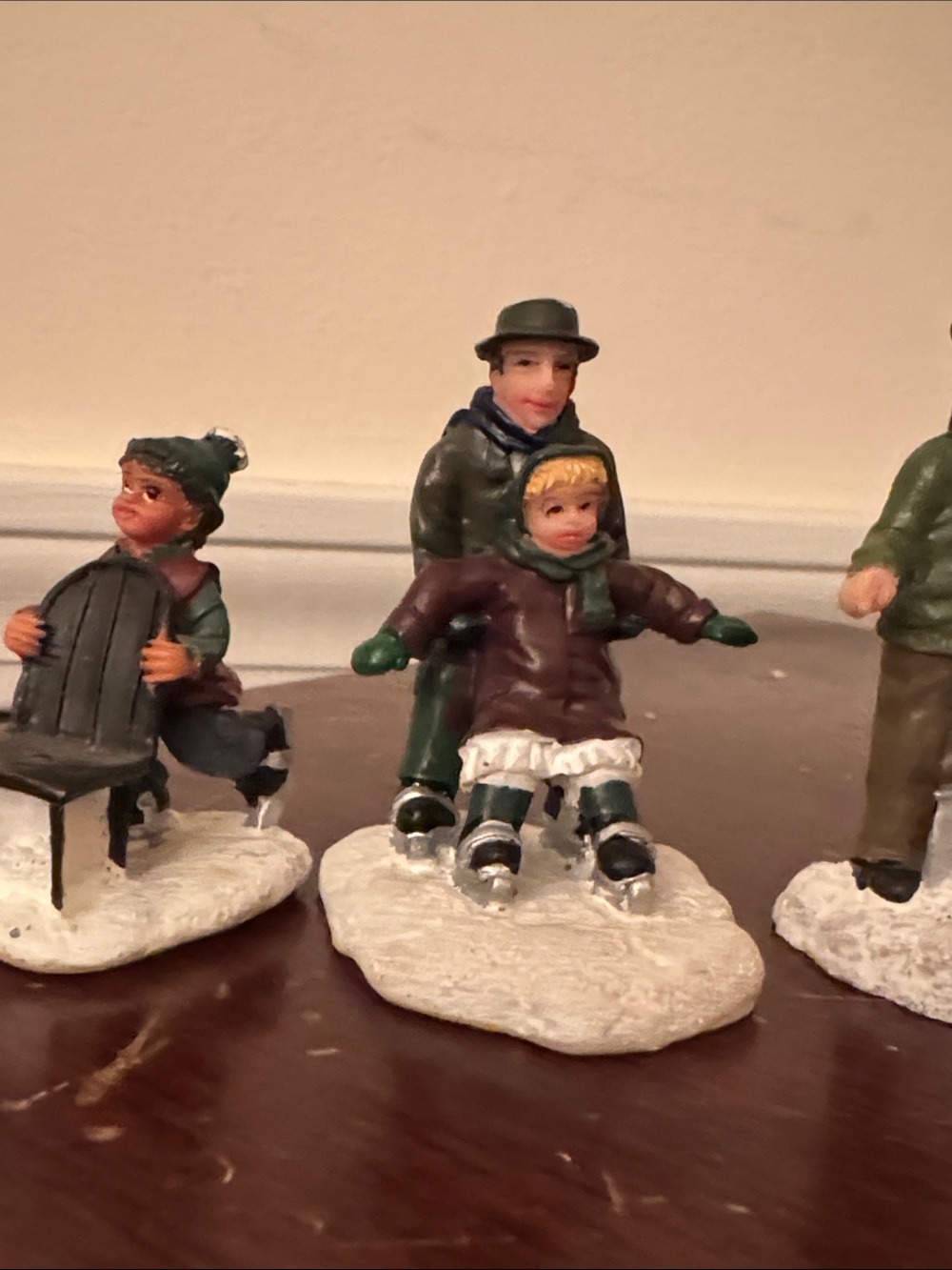 St. Nicholas Square Blue and Green Holiday Caroler Figurine Set - Picture 6 of 6